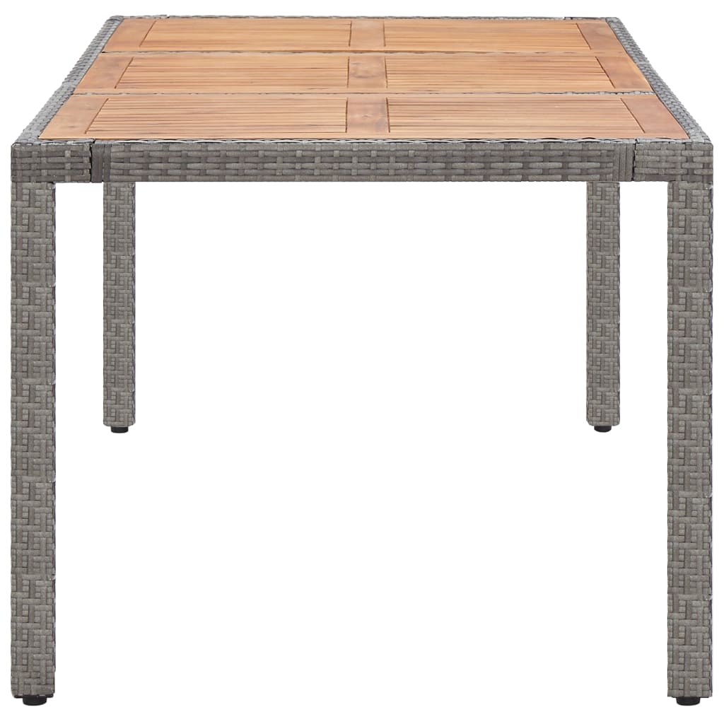 Tuintafel 190x90x75 cm poly rattan en massief acaciahout grijs