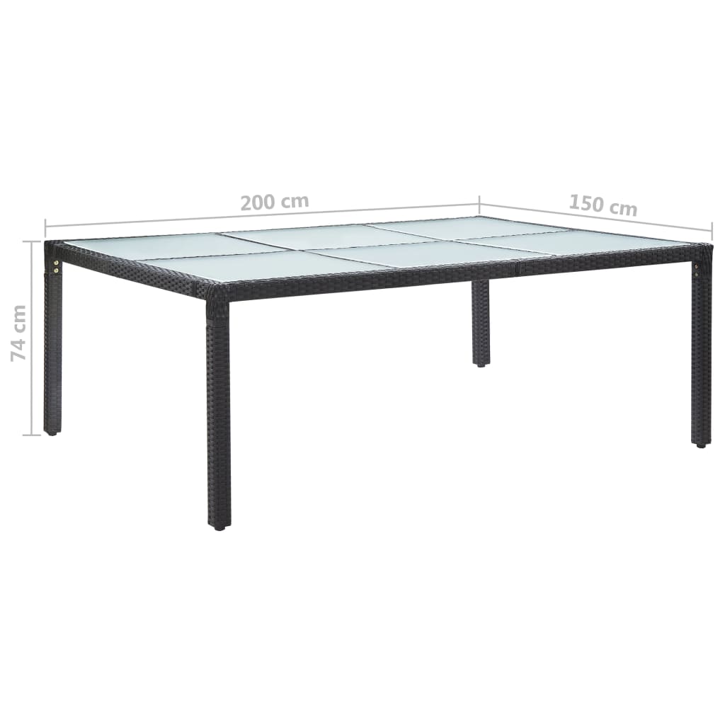 Table de jardin 200x150x74 cm poly rotin