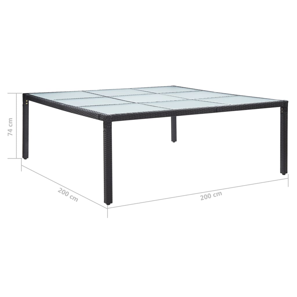 Table de jardin 200x200x74 cm poly rotin