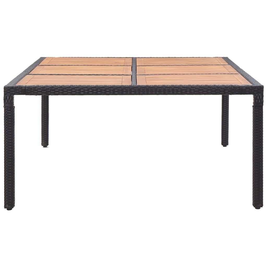 Table de jardin 200x150x74 cm poly rotin et bois d'acacia massif