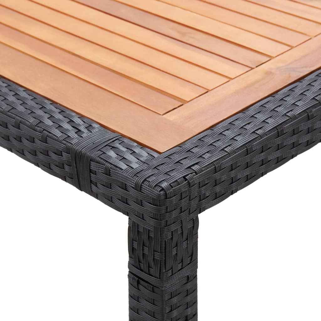 Tuintafel 200x150x74 cm poly rattan en massief acaciahout