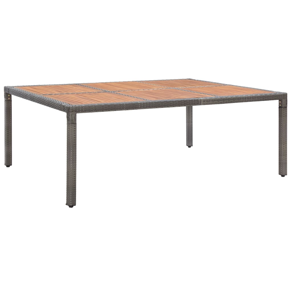 Table de jardin 200x150x74 cm poly rotin et bois d'acacia massif