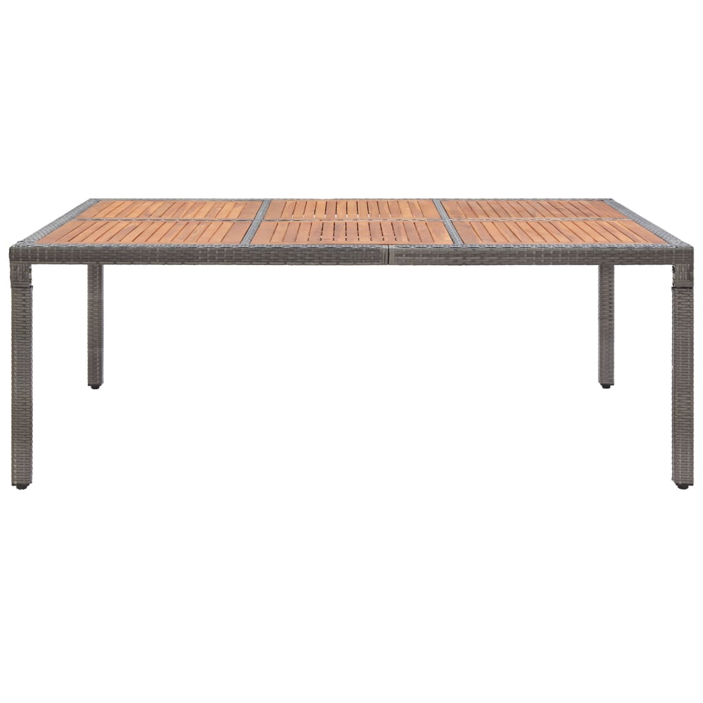 Tuintafel 200x150x74 cm poly rattan en massief acaciahout grijs