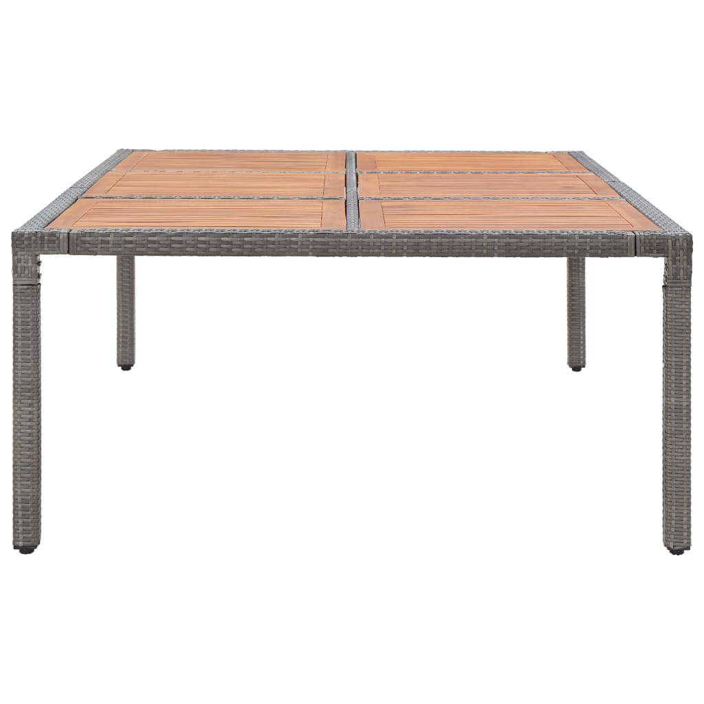 Tuintafel 200x150x74 cm poly rattan en massief acaciahout grijs