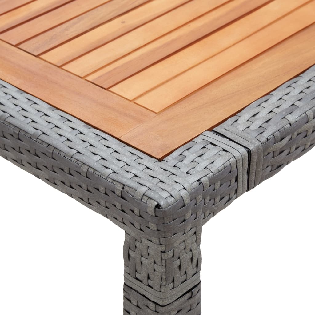 Table de jardin 200x150x74 cm poly rotin et bois d'acacia massif