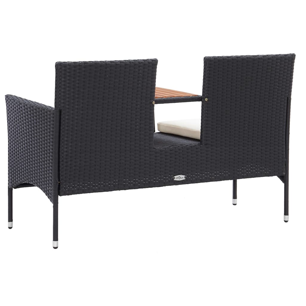 Tuinbank 2-zits met tafeltje 143 cm poly rattan