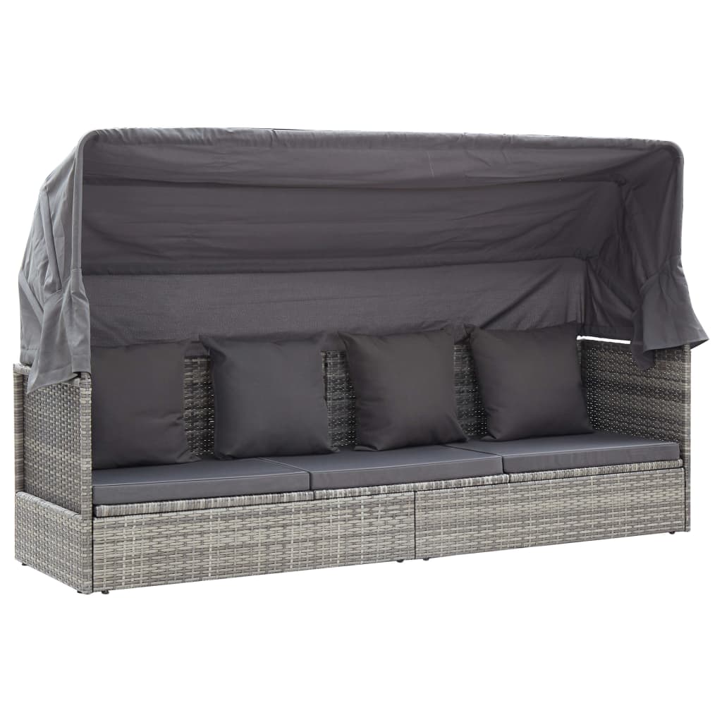 Tuinbed met luifel poly rattan gemengd