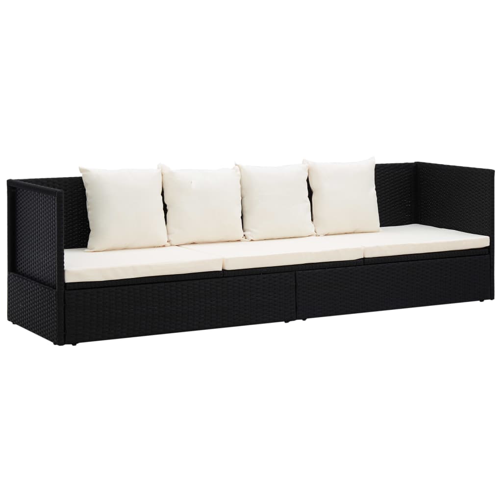 Tuinbed met kussens poly rattan