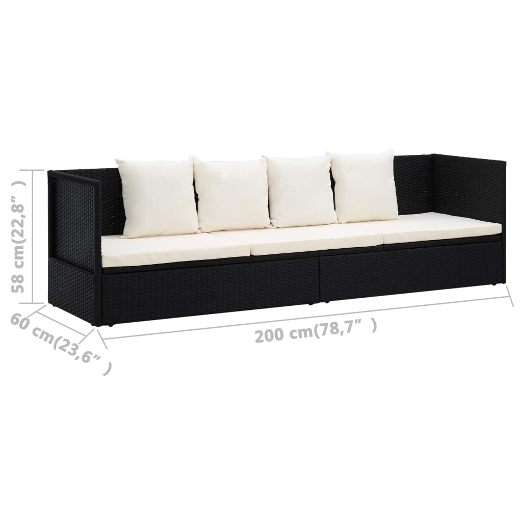 Tuinbed met kussens poly rattan