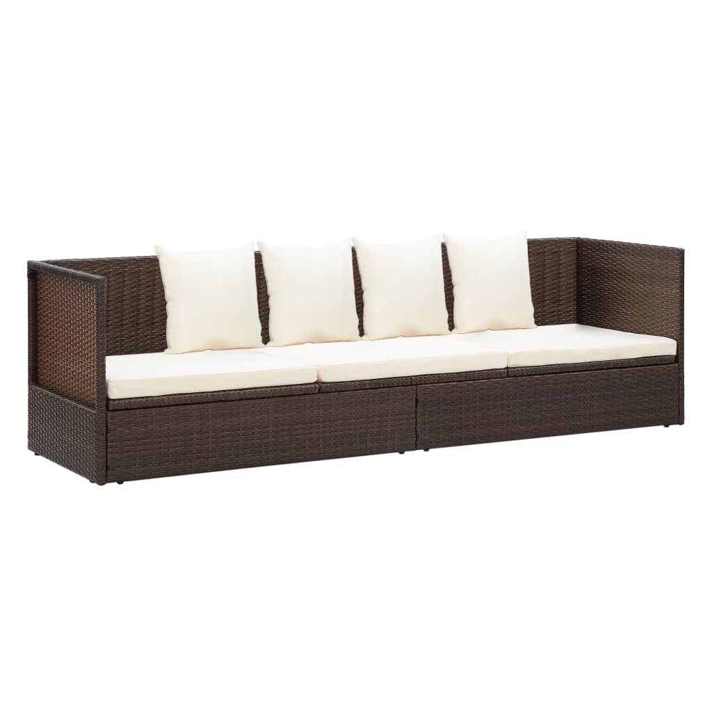 Tuinbed met kussens poly rattan