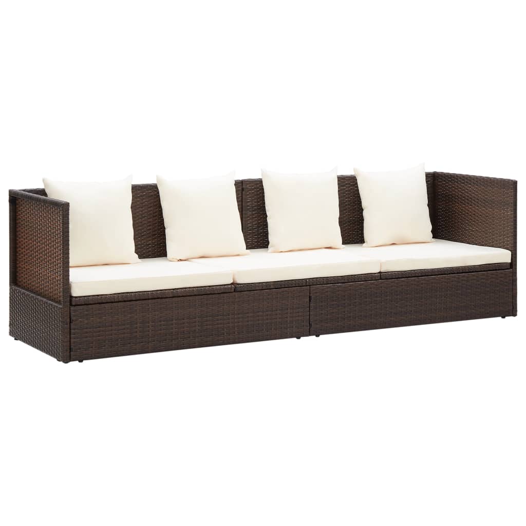 Tuinbed met kussens poly rattan