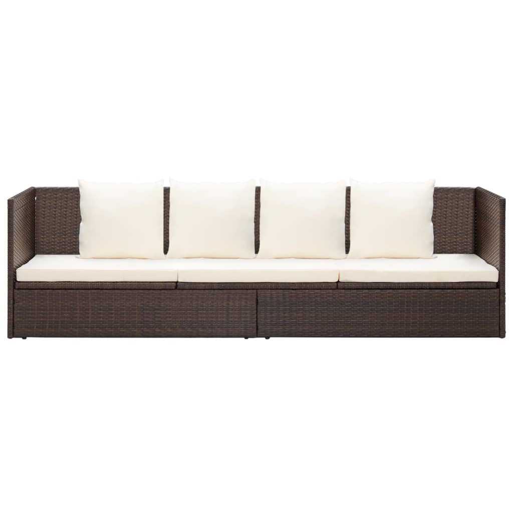 Tuinbed met kussens poly rattan