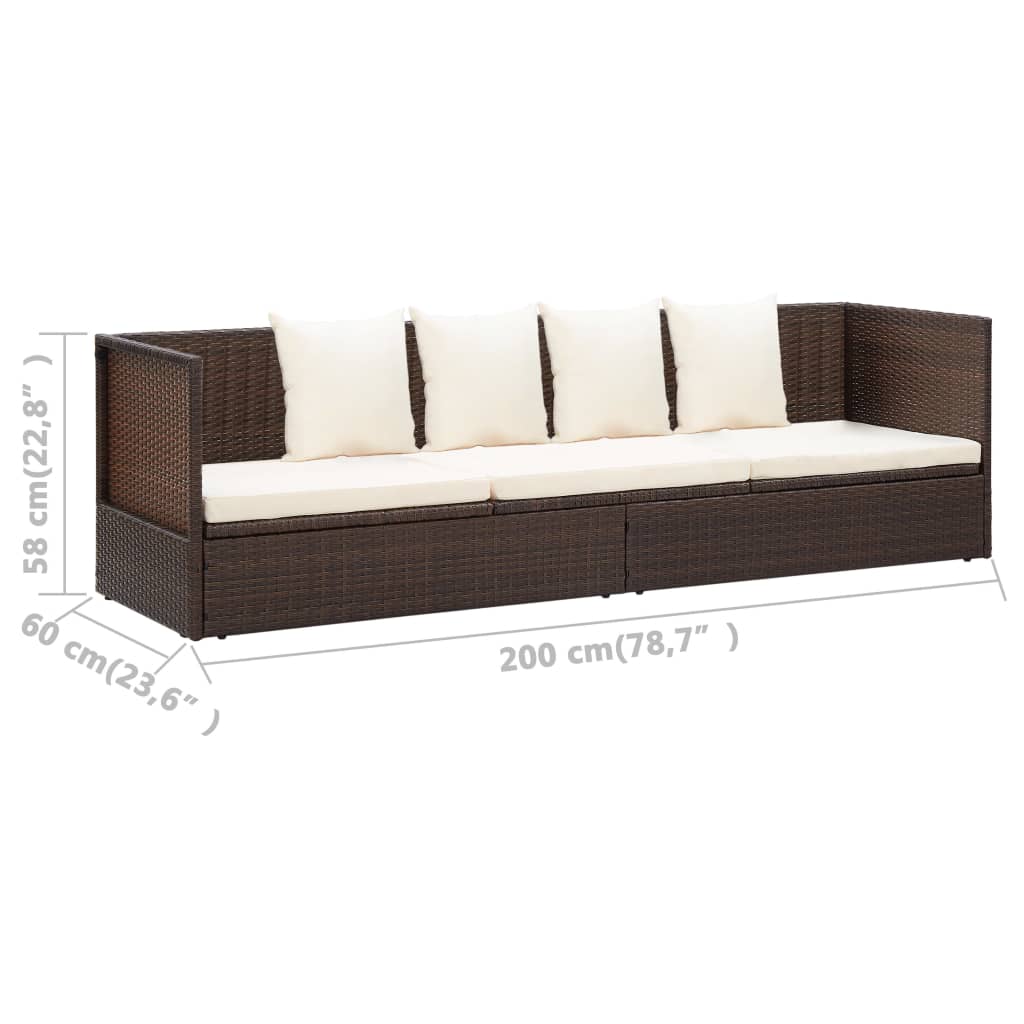 Tuinbed met kussens poly rattan