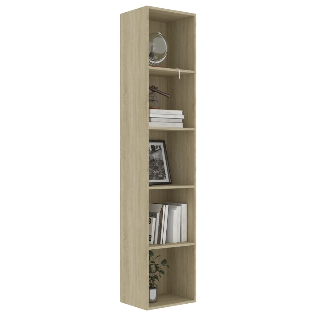 Boekenkast 60x30x189 cm bewerkt hout eikenkleurig