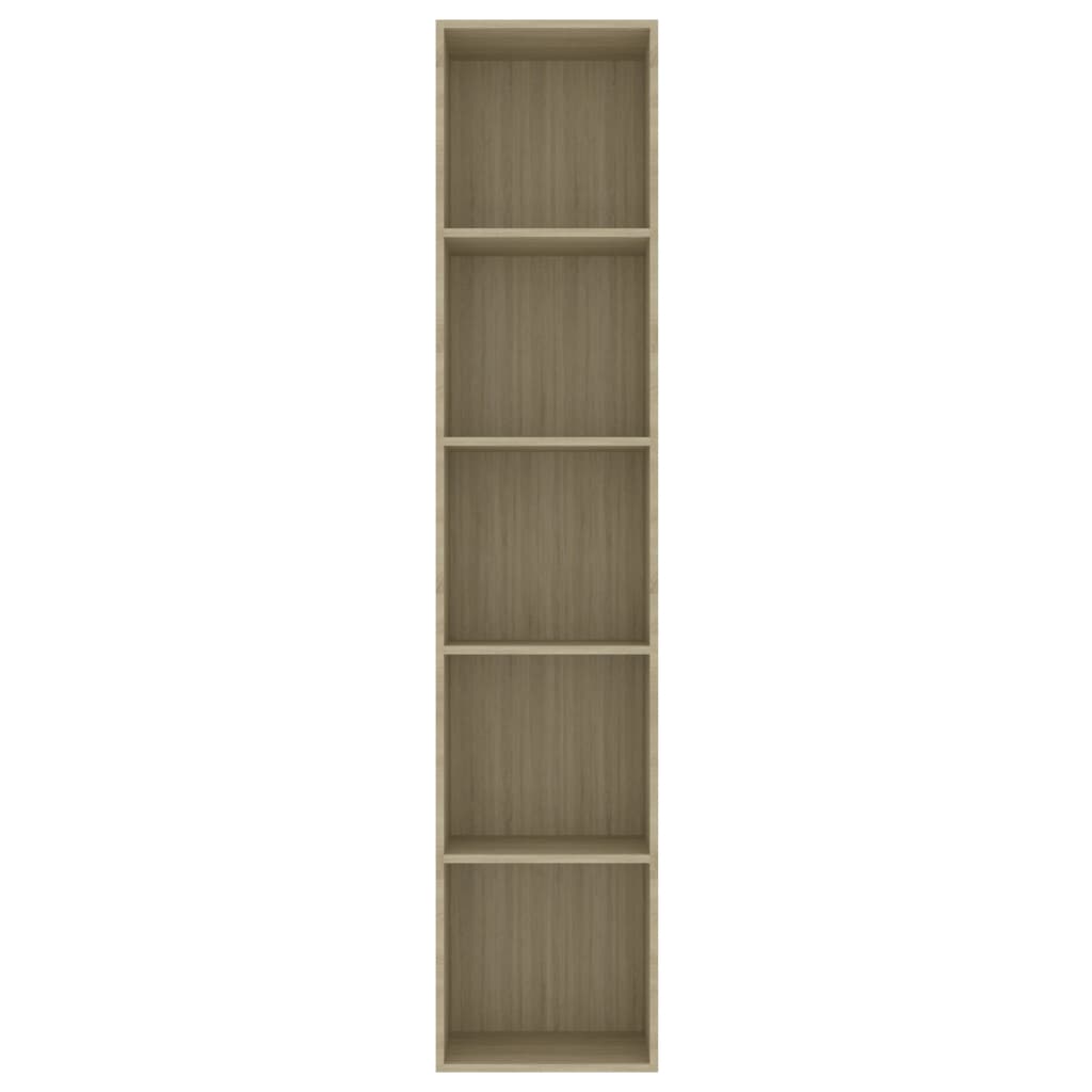 Boekenkast 60x30x189 cm bewerkt hout eikenkleurig