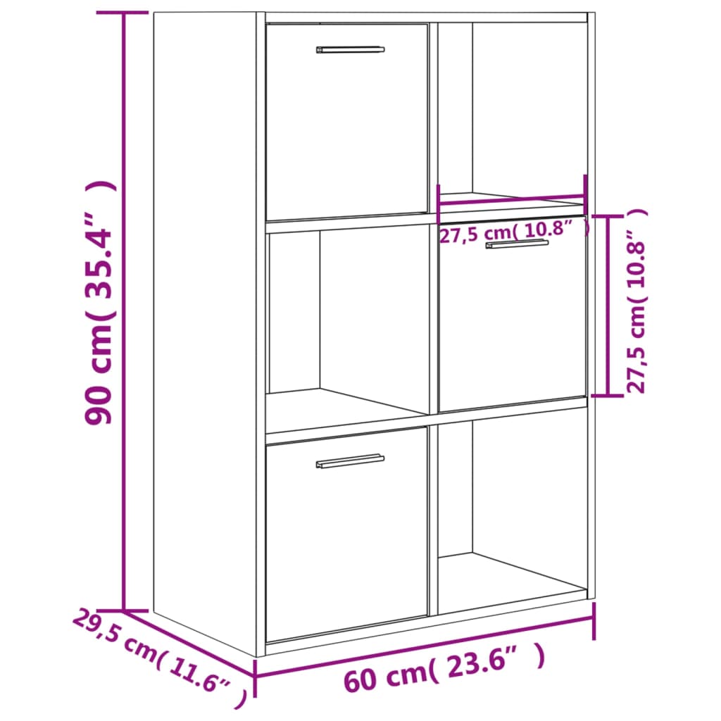 Meuble de rangement 60x29,5x90 cm bois fini