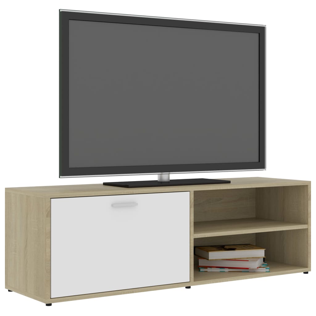 Meuble TV 120x34x37 cm en bois travaillé