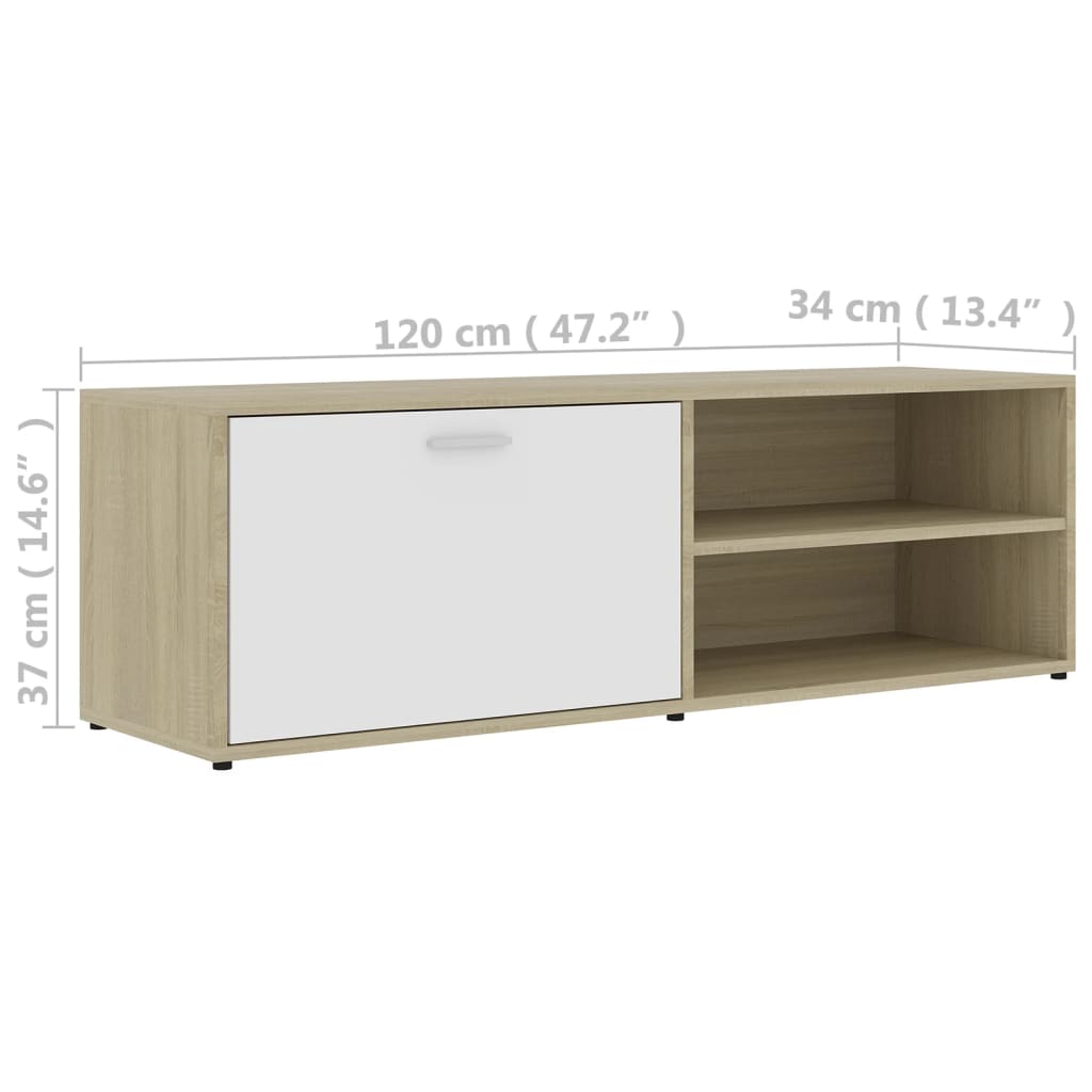 Meuble TV 120x34x37 cm en bois travaillé