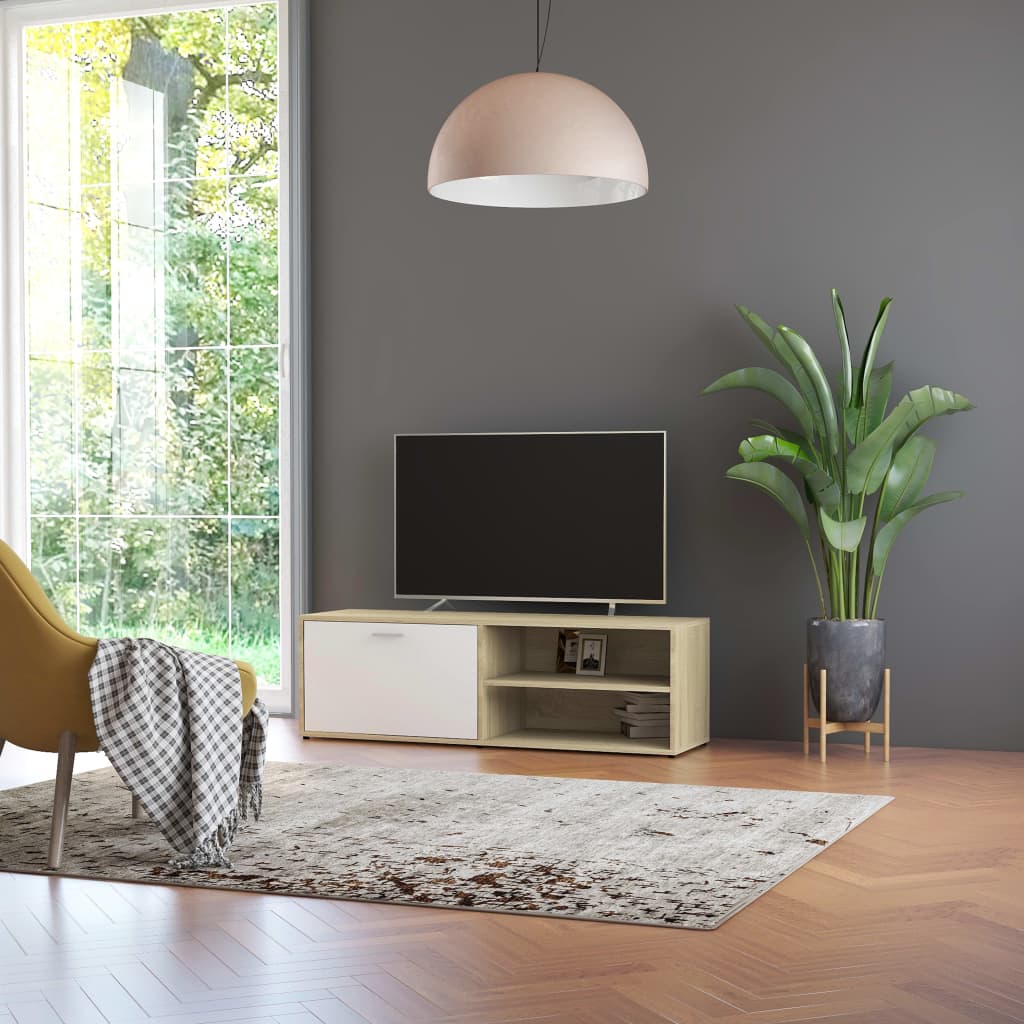 Meuble TV 120x34x37 cm en bois travaillé