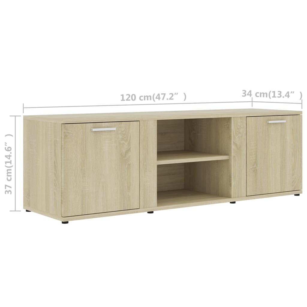 Tv-meubel 120x34x37 cm bewerkt hout artisanaal eikenkleur