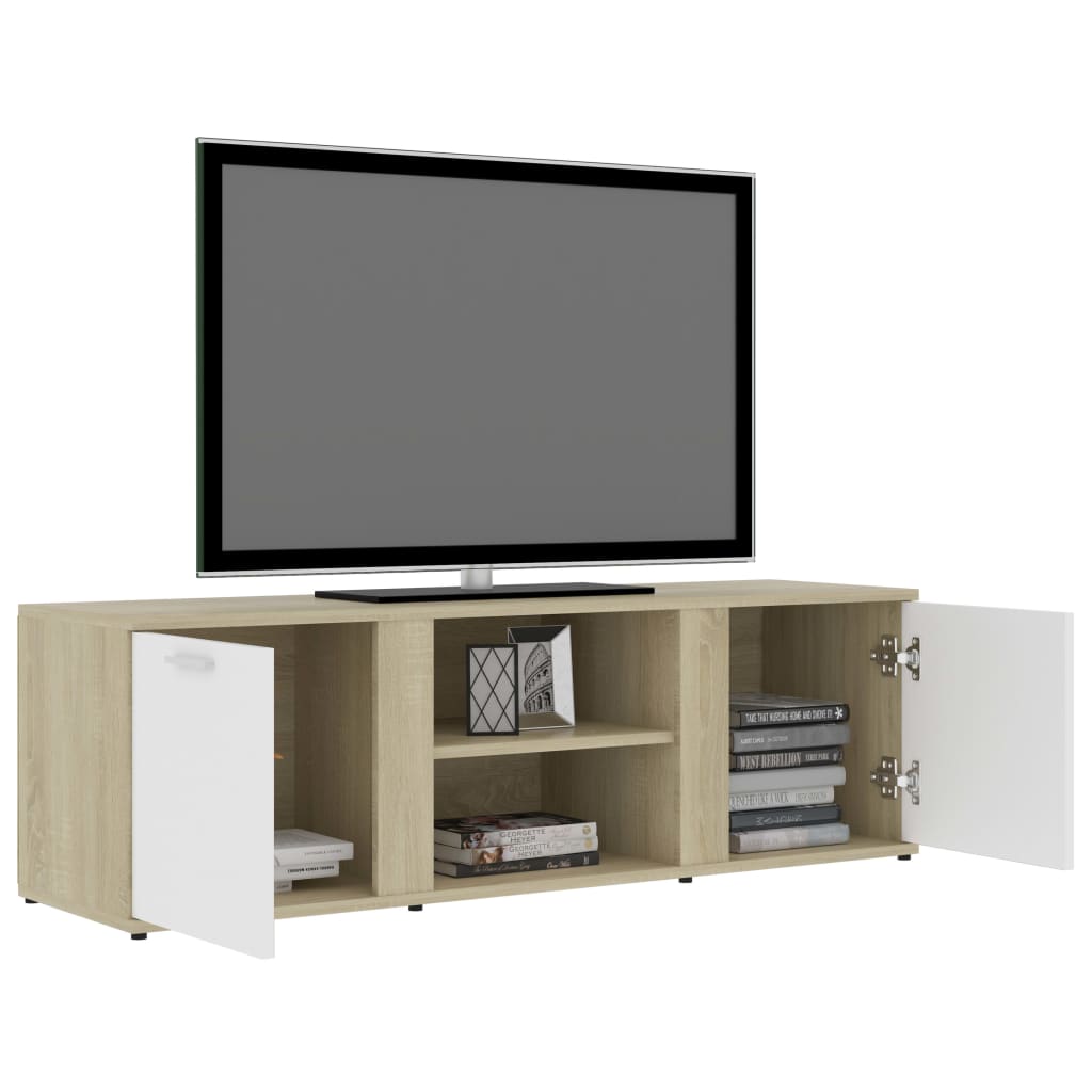 Meuble TV 120x34x37 cm en bois travaillé