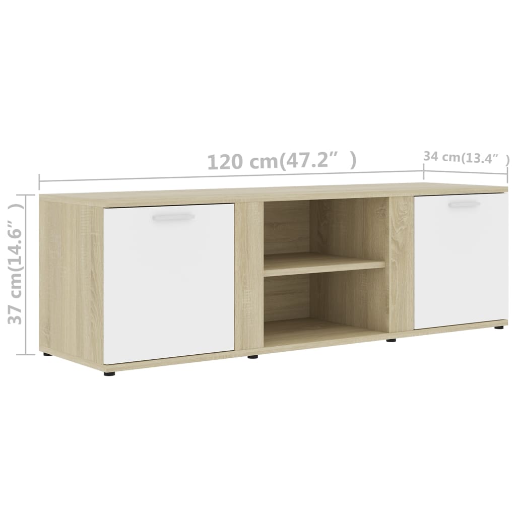 Meuble TV 120x34x37 cm en bois travaillé