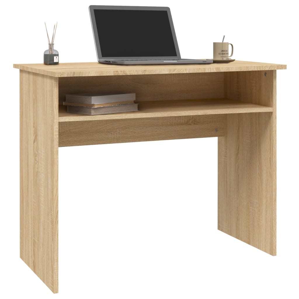 Bureau 90x50x74 cm bewerkt hout eikenkleurig