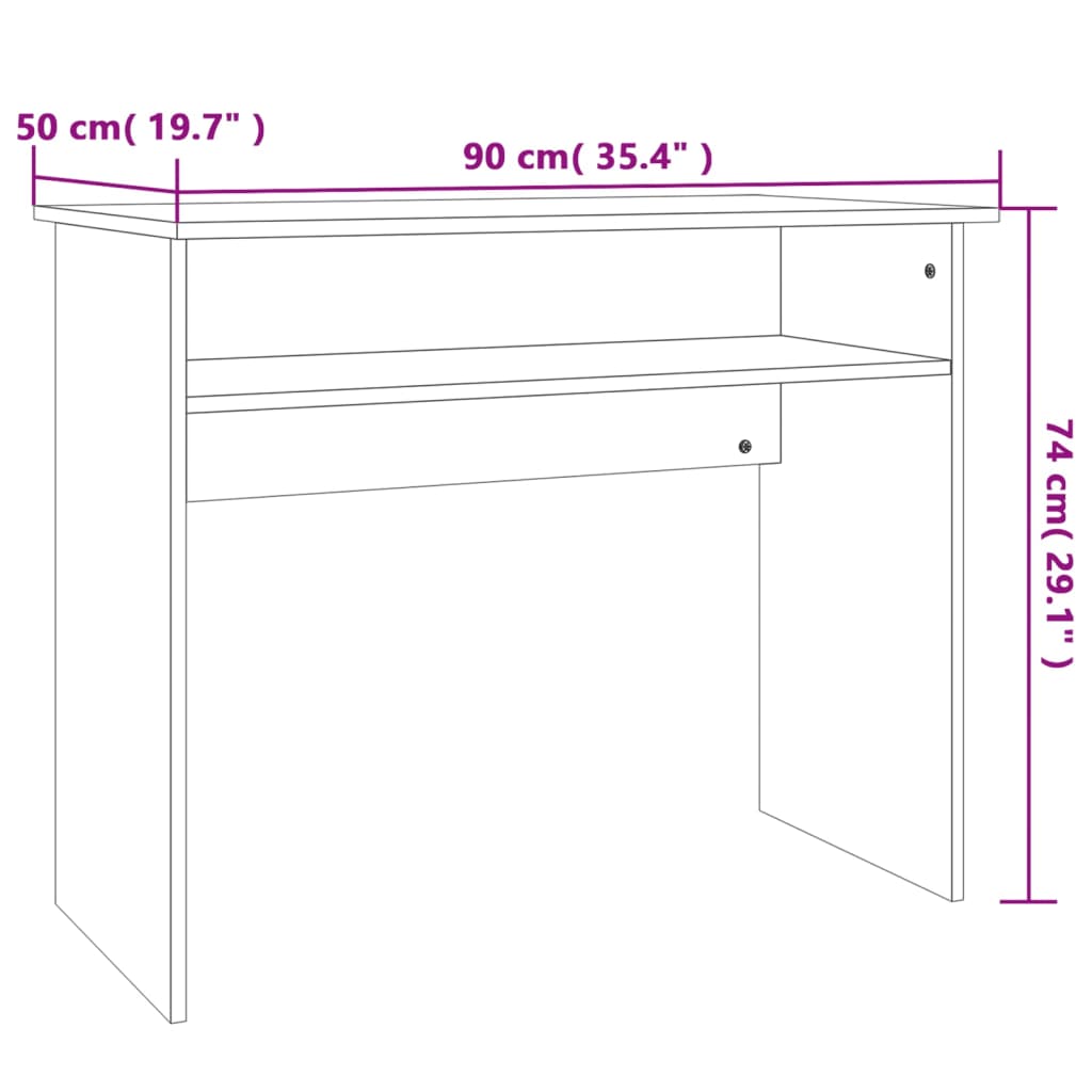 Bureau 90x50x74 cm en dérivé du bois couleur chêne