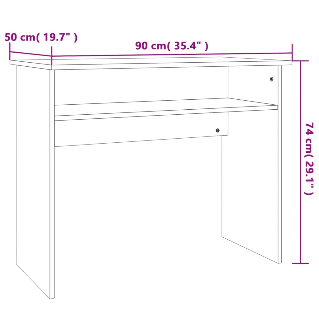 Bureau 90x50x74 cm en dérivé du bois couleur chêne