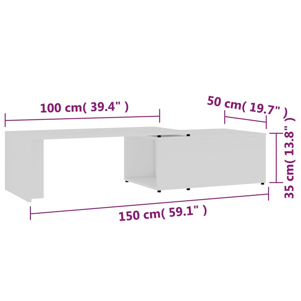 Salontafel 150x50x35 cm bewerkt hout