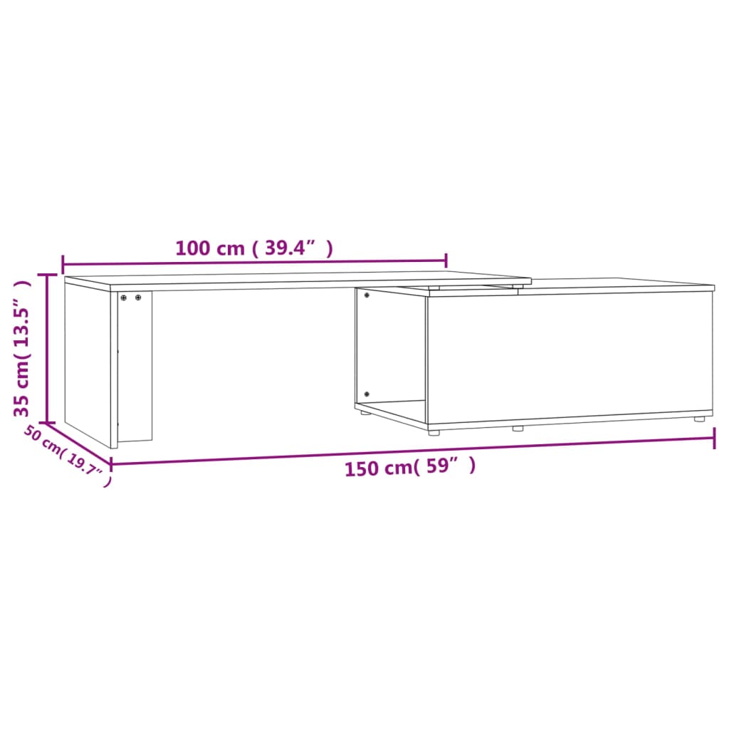 Salontafel 150x50x35 cm bewerkt hout eikenkleurig