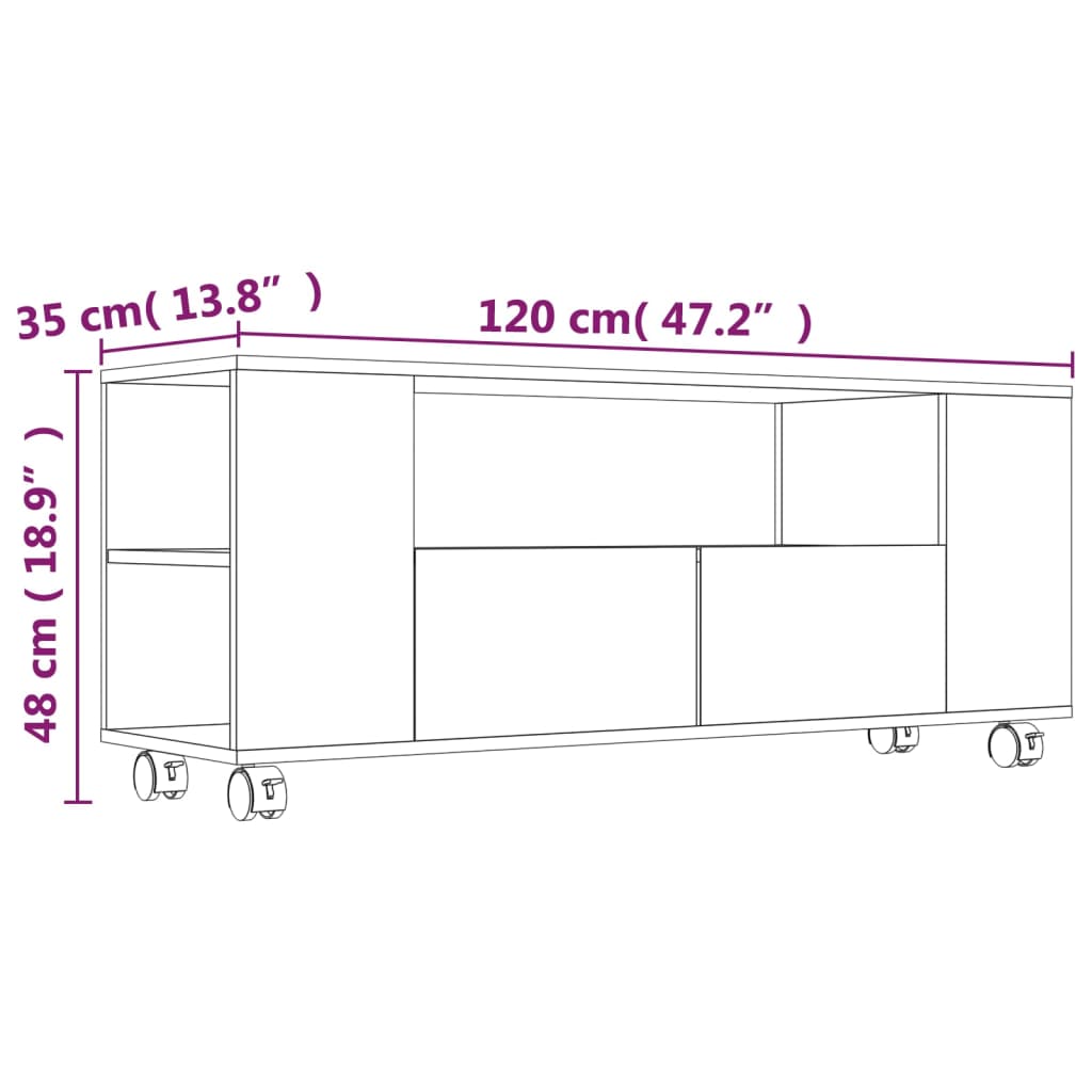 Tv-meubel 120x35x48 cm bewerkt hout eikenkleurig