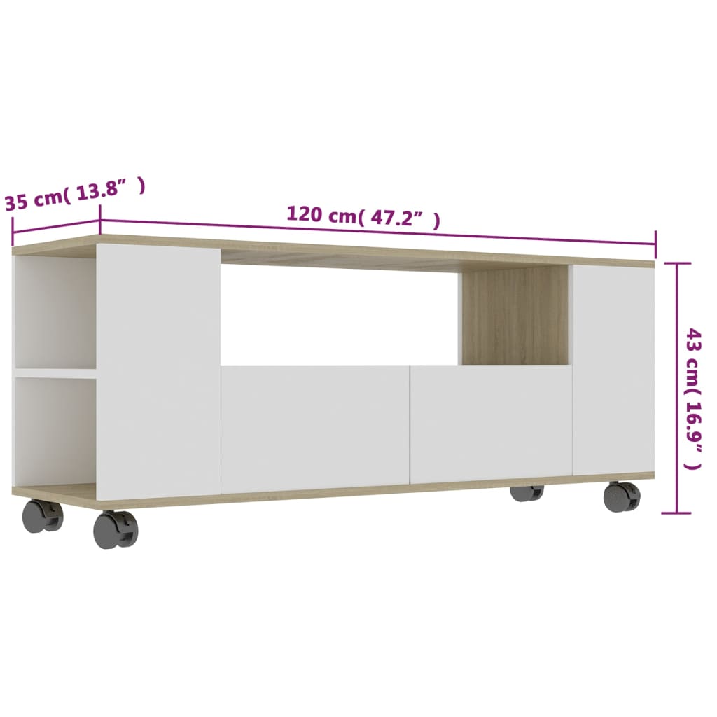 Meuble TV 120x35x48 cm en bois travaillé