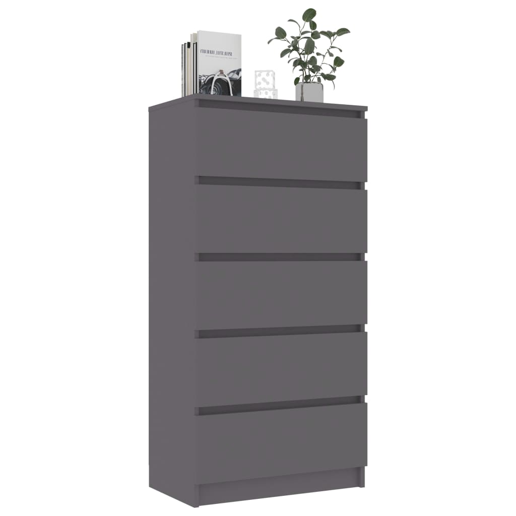 Commode 60x35x121 cm bois fini gris