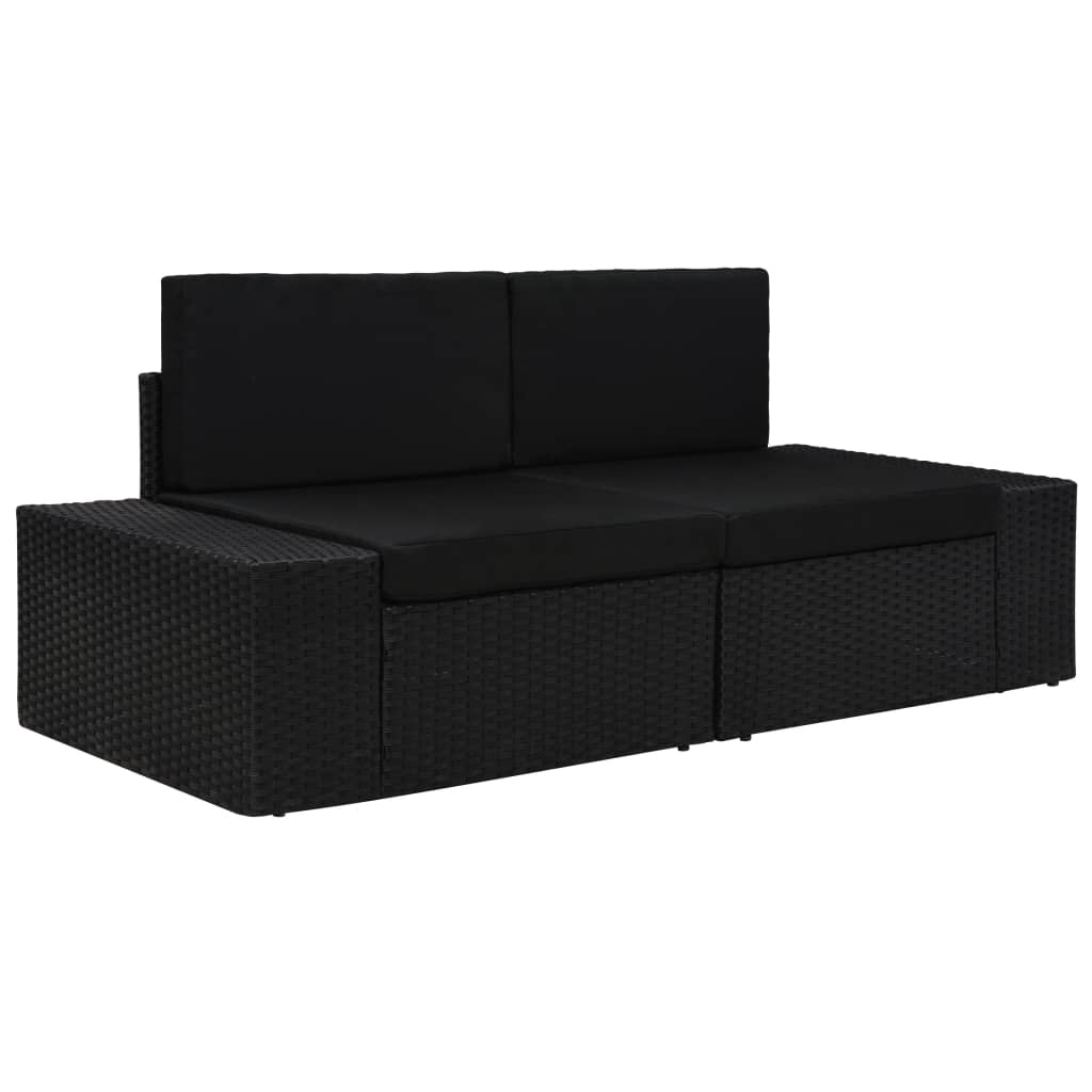 Tweezitsbank sectioneel poly rattan