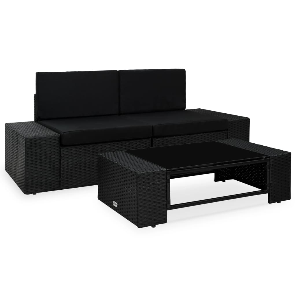 Tweezitsbank sectioneel poly rattan