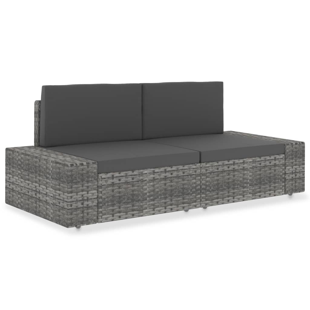 Tweezitsbank sectioneel poly rattan