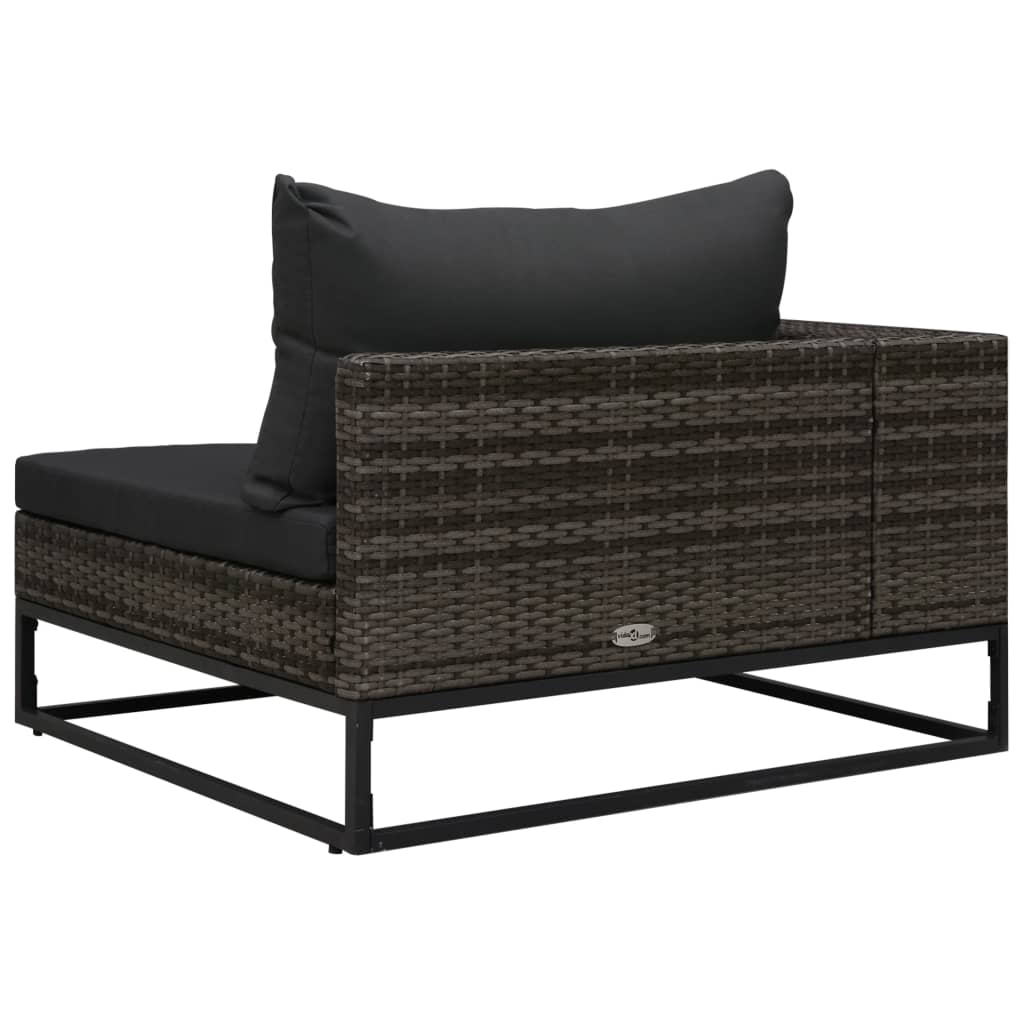 5-delige Loungeset met kussens poly rattan grijs