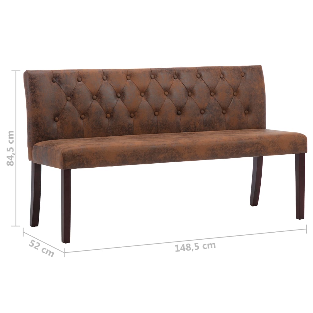 Banc 148,5 cm simili suédine marron