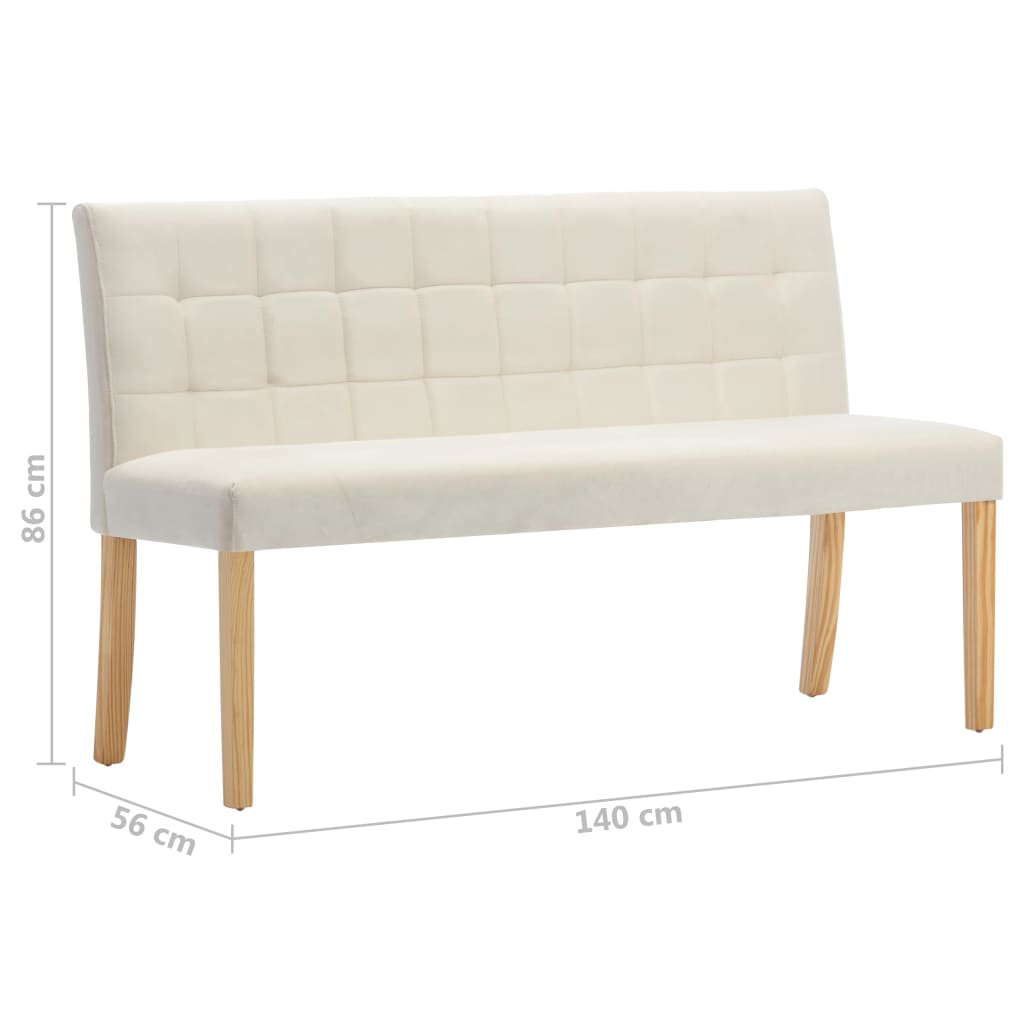 Banquette 140 cm velours couleur crème