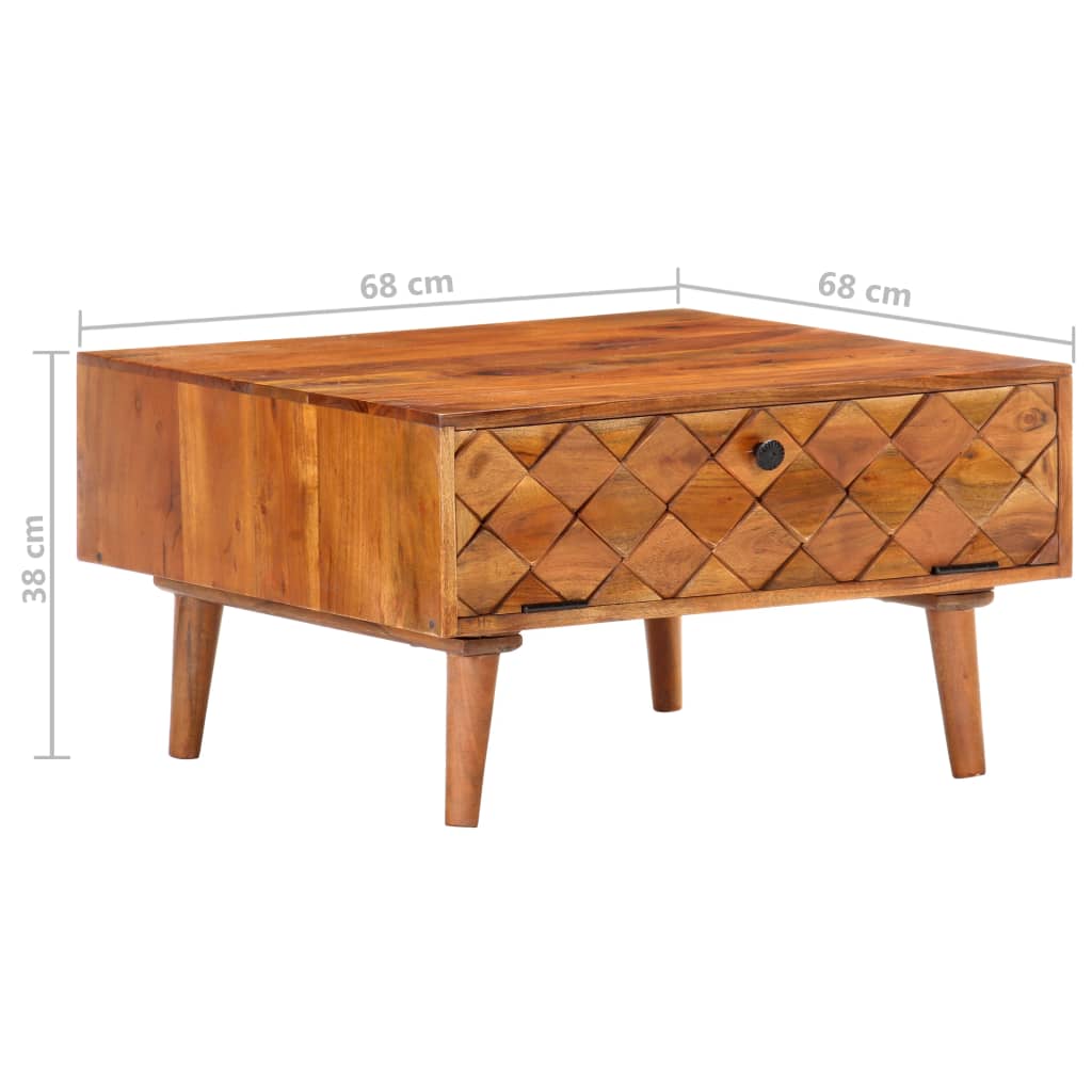 Table basse 68x68x38 cm en bois d'acacia massif