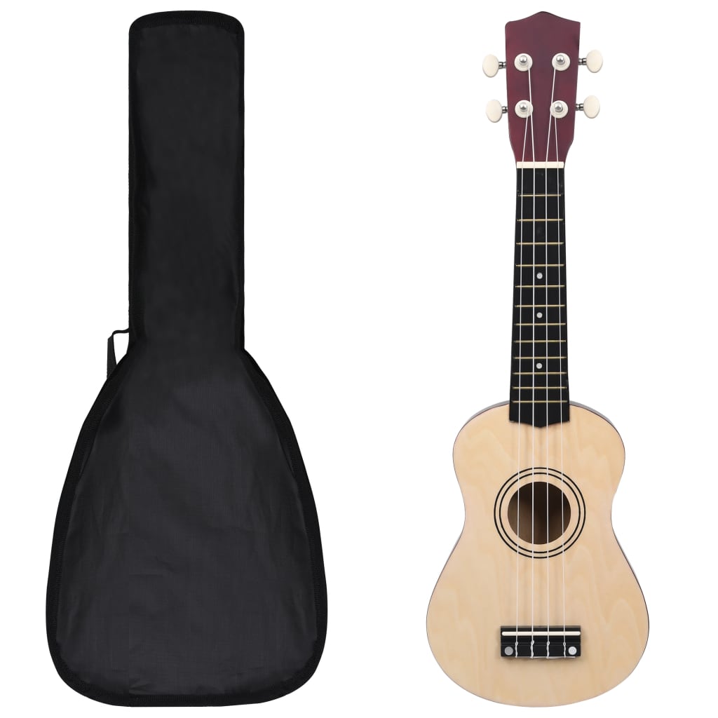 Ukuleleset met tas voor kinderen sopraan 23'' lichthoutkleurig