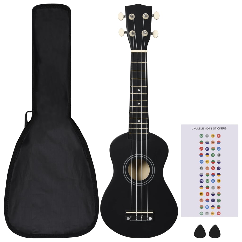 Ukuleleset met tas voor kinderen sopraan 23'' lichthoutkleurig