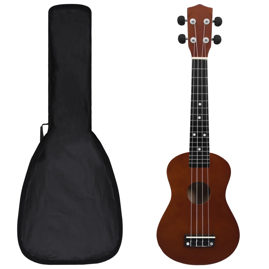 Ukuleleset met tas voor kinderen sopraan 23'' lichthoutkleurig