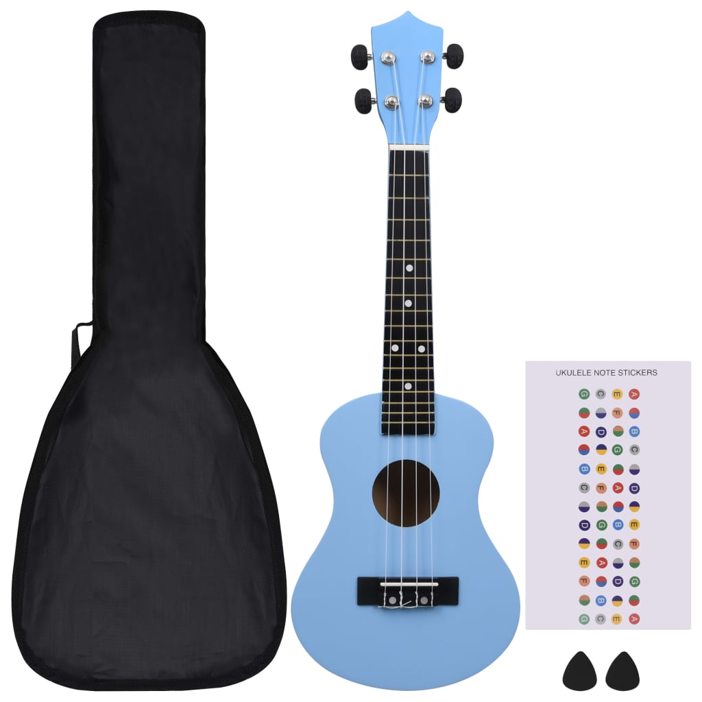 Ukuleleset met tas voor kinderen sopraan 23'' lichthoutkleurig