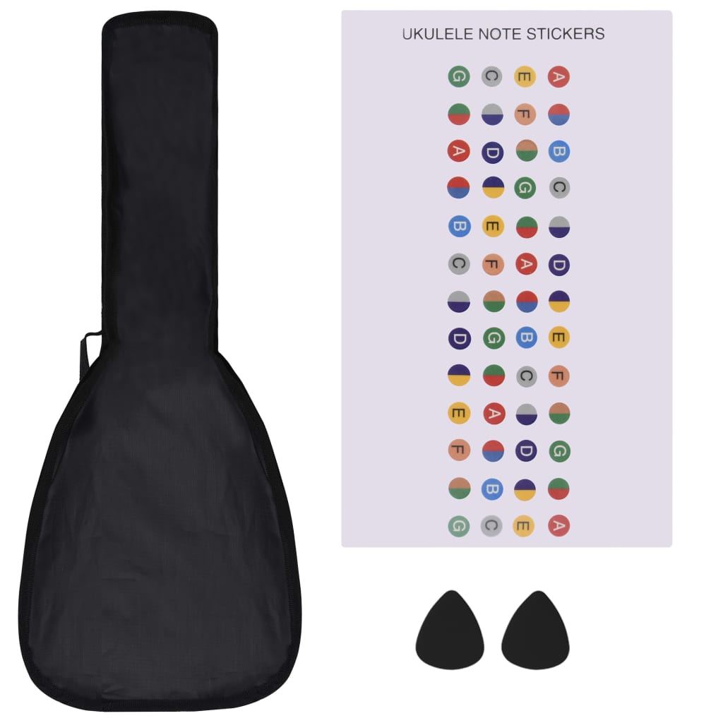 Ukuleleset met tas voor kinderen sopraan 23'' lichthoutkleurig