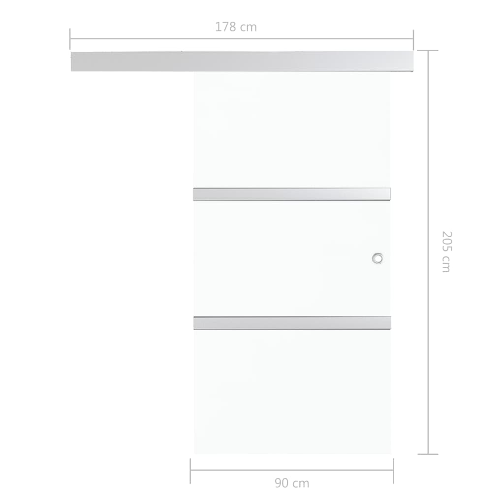 Schuifdeur met zachte stops 90x205 cm ESG-glas en aluminium