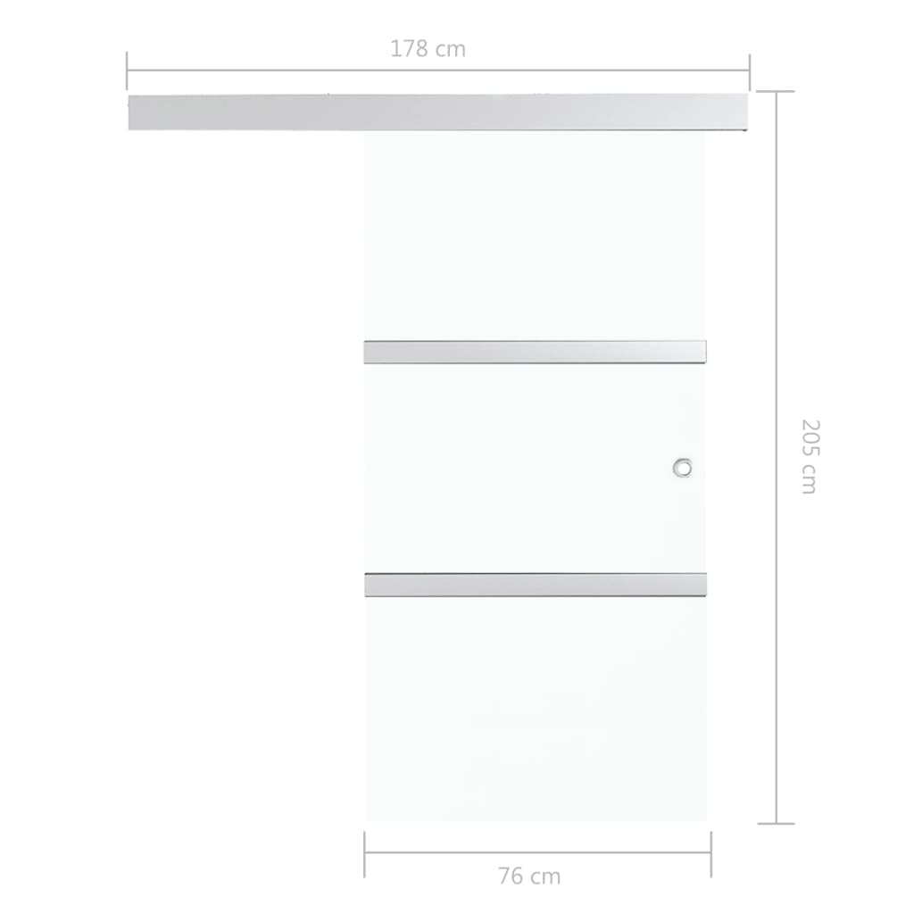 Schuifdeur met zachte stops 90x205 cm ESG-glas en aluminium