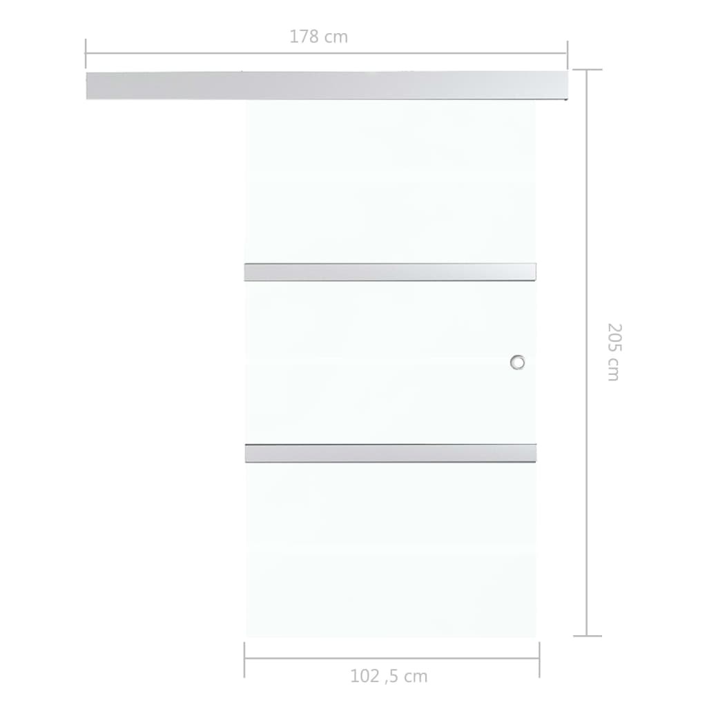 Porte coulissante 76x205 cm verre ESG et aluminium argenté