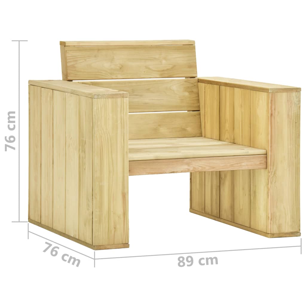 Chaise de jardin 89x76x76 cm bois de pin imprégné